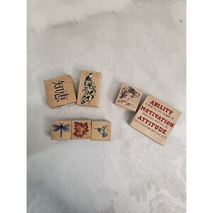 Wood Mount Rubber Stamps Craft Assorted Lot of 7